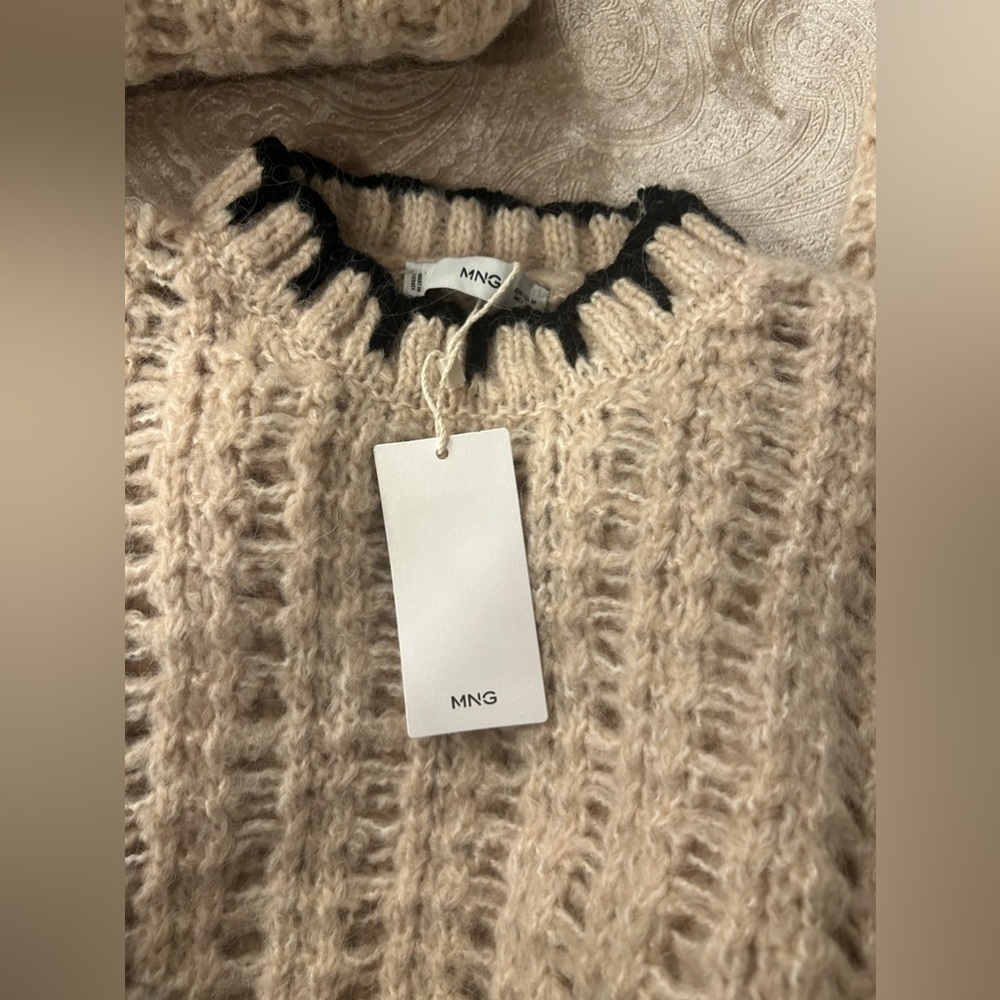 Mango MNG | Contrast Trim Wool Blend Sweater New with Tags! - Picture 7 of 9